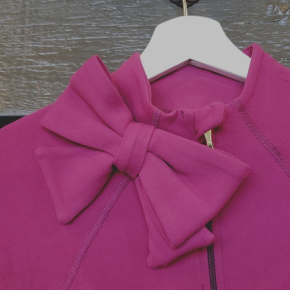KATE SPADE x BEYOND YOGA Zinfandel Neck Bow Front Zip Jacket sz S Women's Yoga - Picture 7 of 16